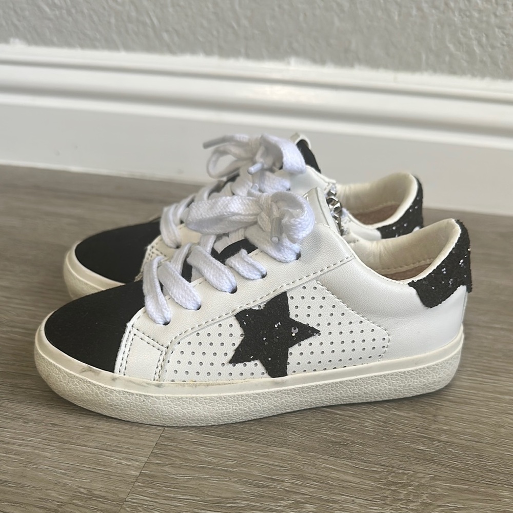 Vintage Havana Kids Girls Glittery Star Sneakers Shoes Black White Size 10
